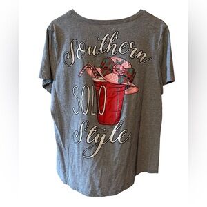 Kim Rogers Heather Gray T-Shirt Size L EUC